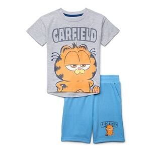 Garfield Toddler Boy Tee and Shorts Set 2-Piece Size 2T Blue NWT